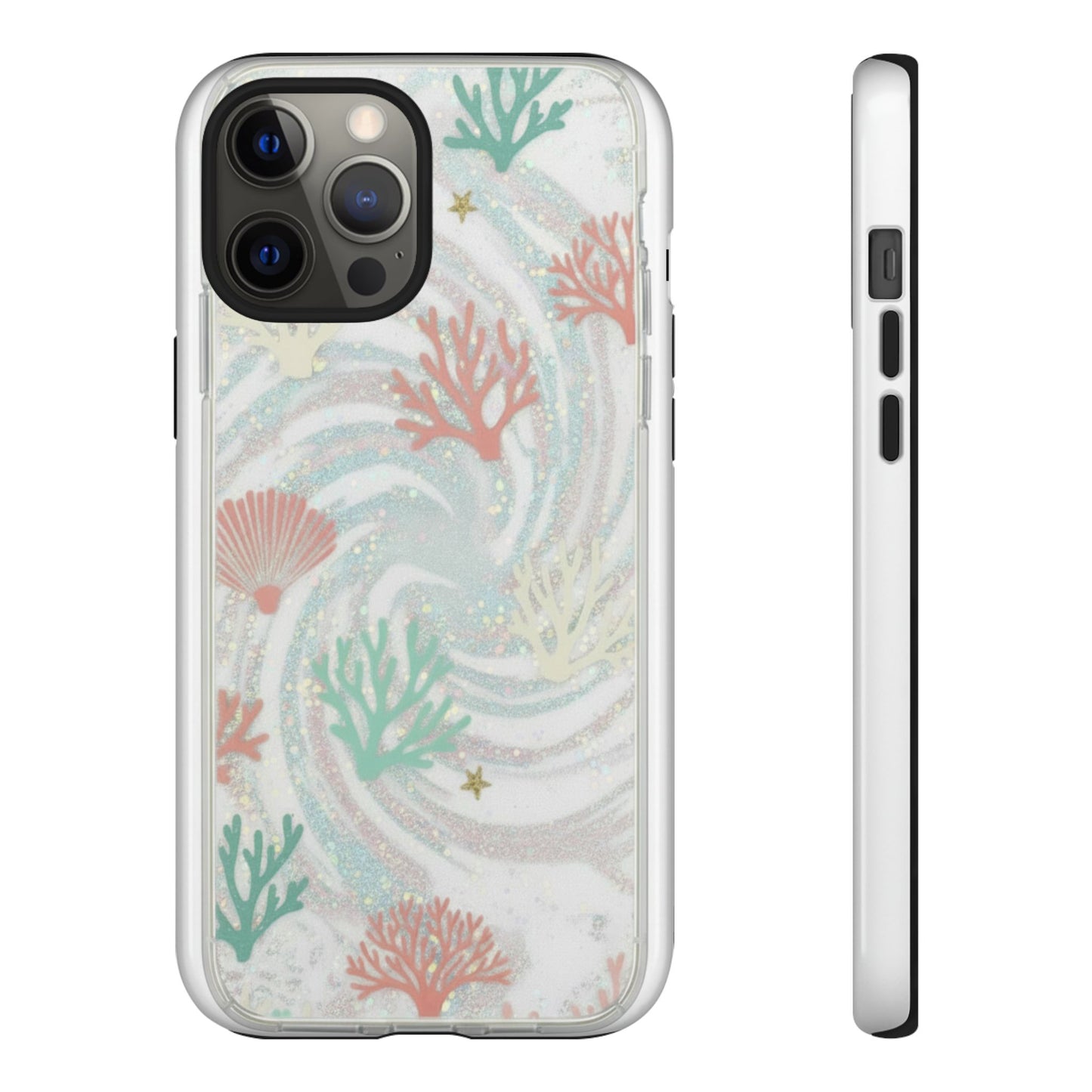 Seafoam Coral Tough Phone Case - Pastel Ocean Wave Design