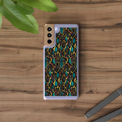 Teal Gold Leopard Clear Phone Case