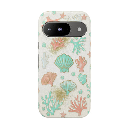 Seashell Coral Phone Case — Pastel Beach Shells Protective Tough Case