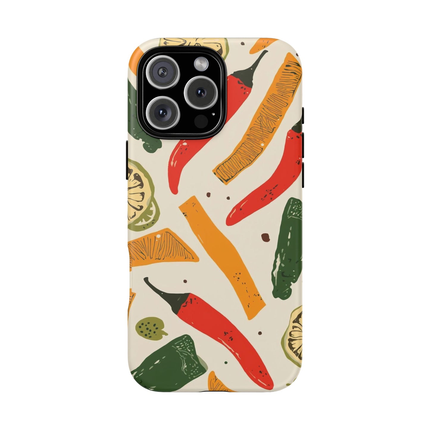 Spicy Peppers Phone Case – Colorful Chili, Lime & Citrus Pattern