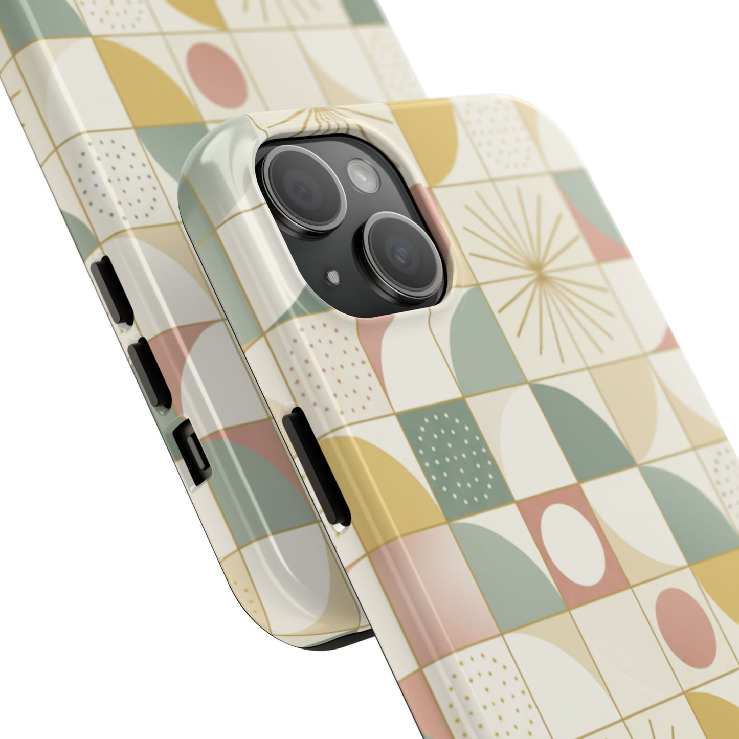 Retro Geometric Tough Phone Case — Pastel Midcentury Pattern