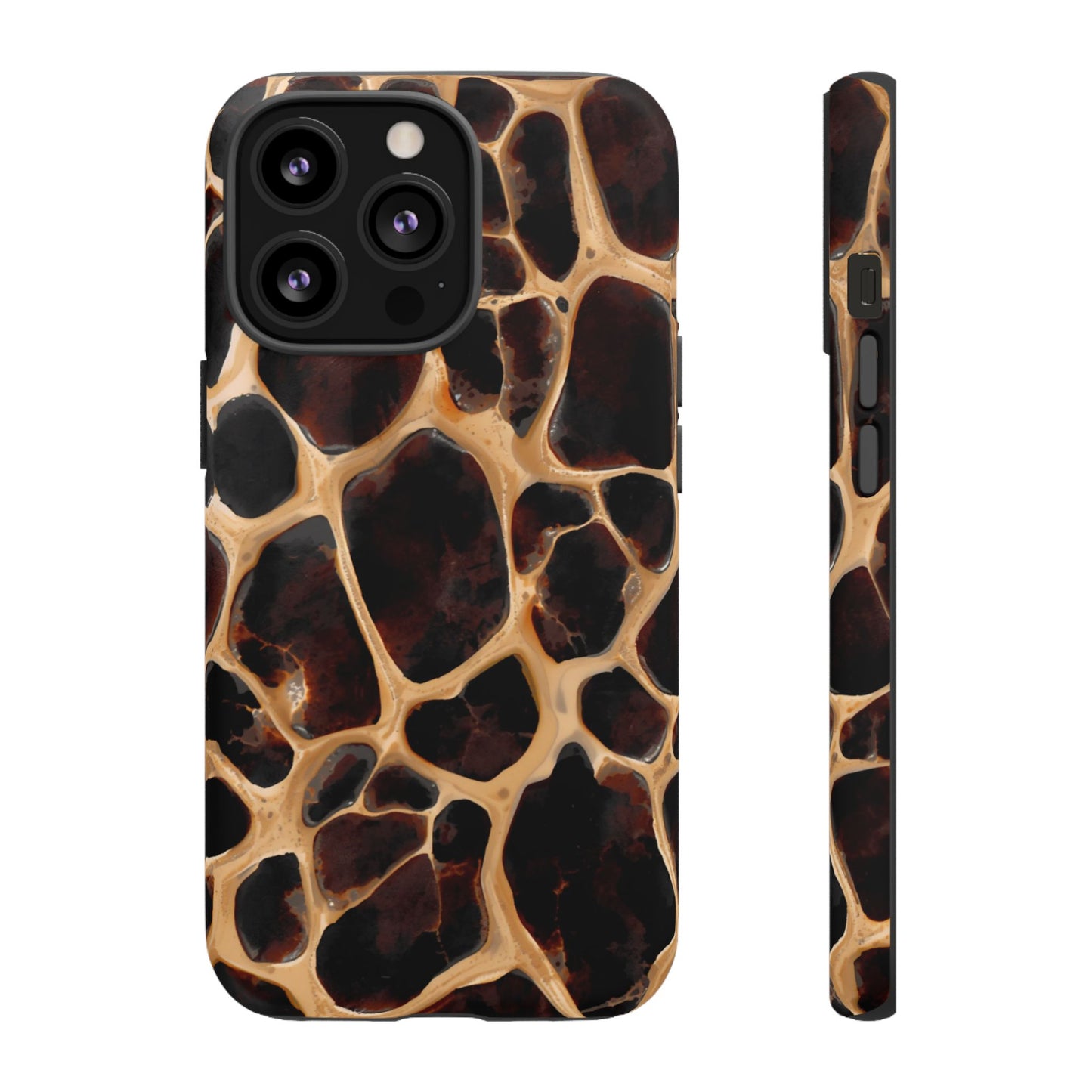Phone Case — Brown Leather Dot Texture Rugged Protective Cover