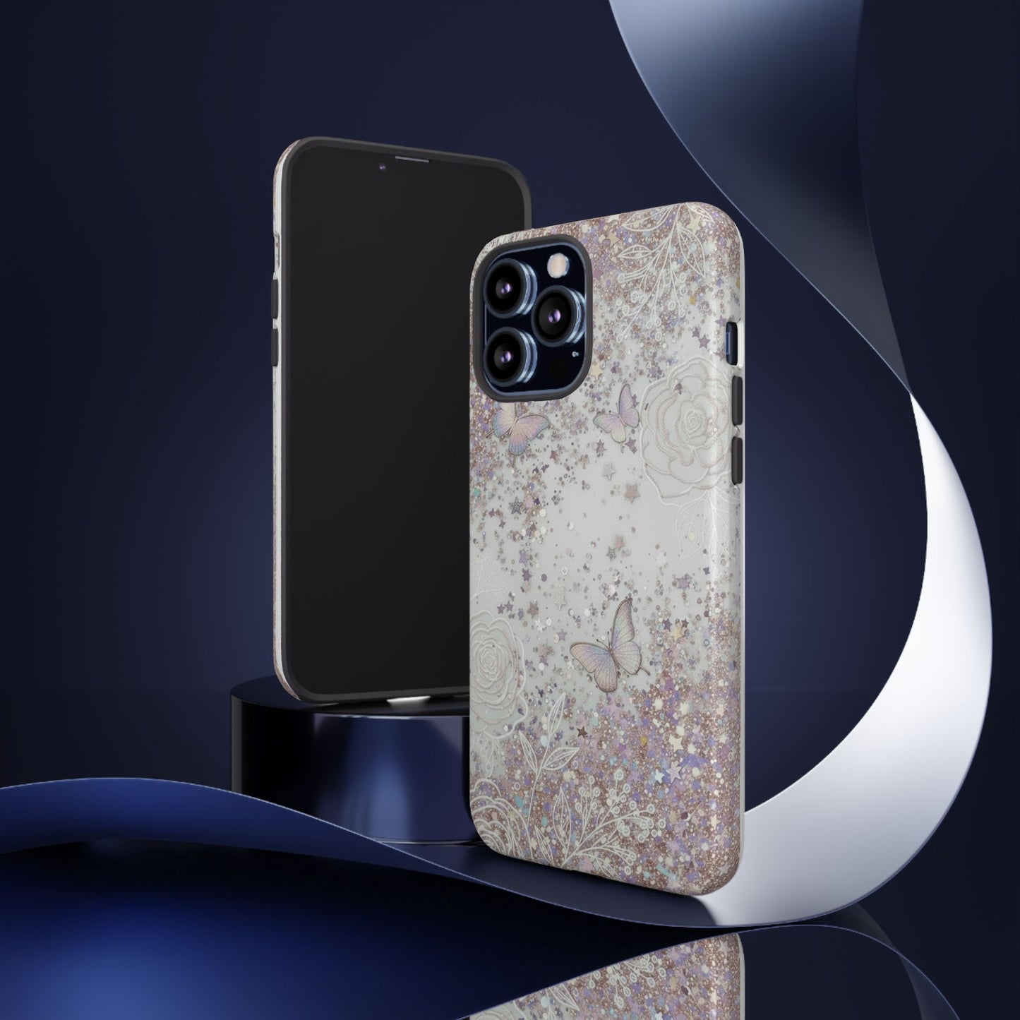 Butterfly Glitter Tough Phone Case — Floral Sparkle Protective Case