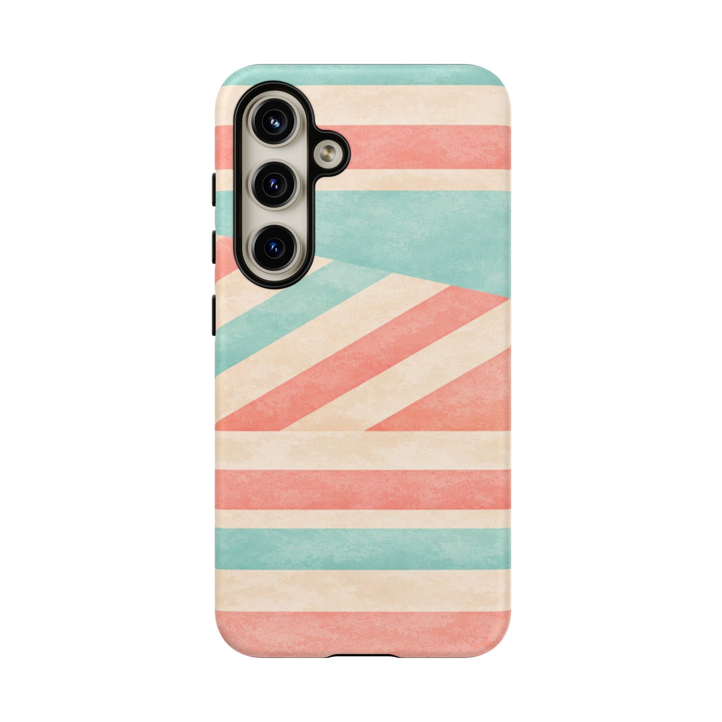 Pastel Stripes Tough Phone Case – Retro Coral & Teal Protective Cover