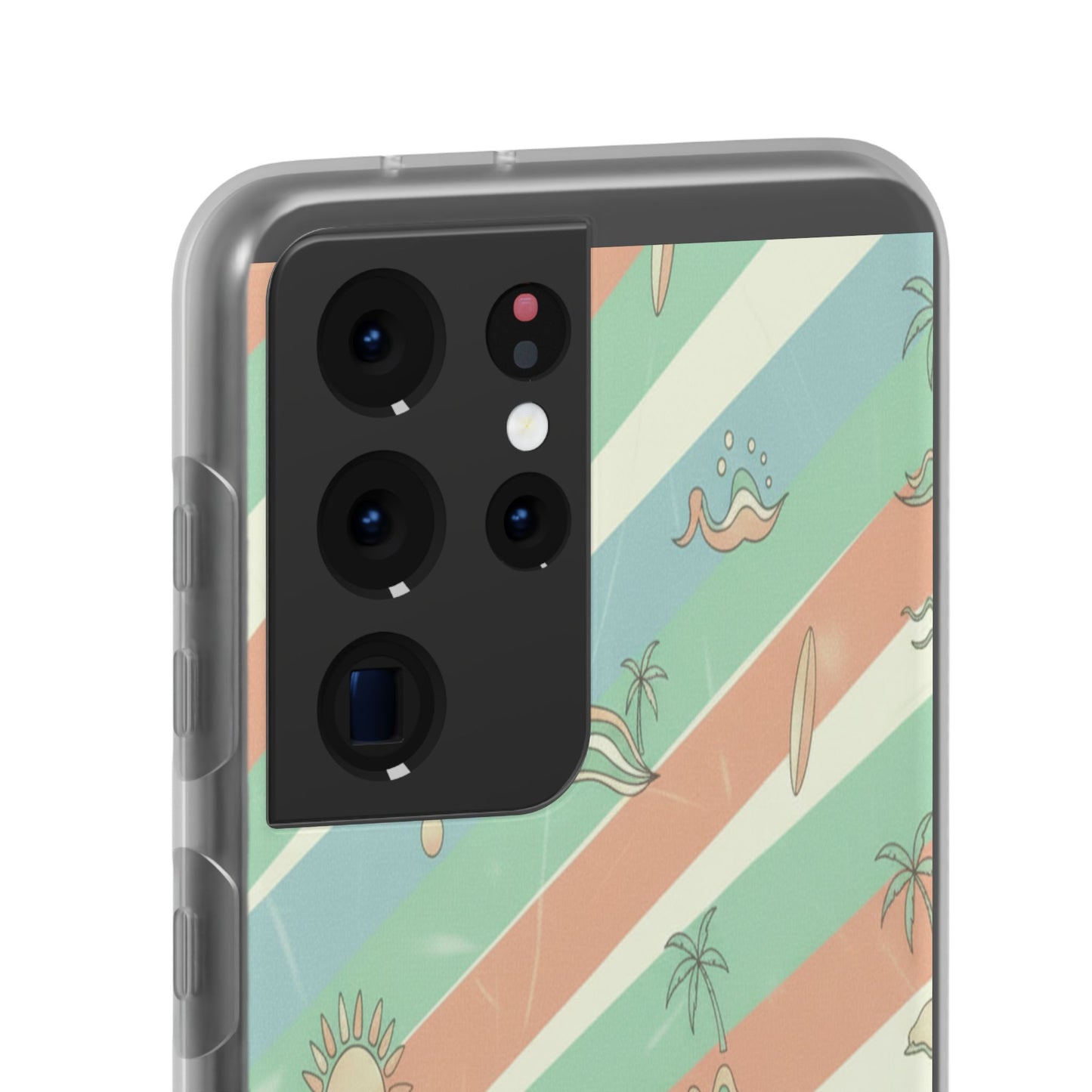 Beach Vibes Phone Case — Retro Pastel Surf & Palm Protective Flexi Case