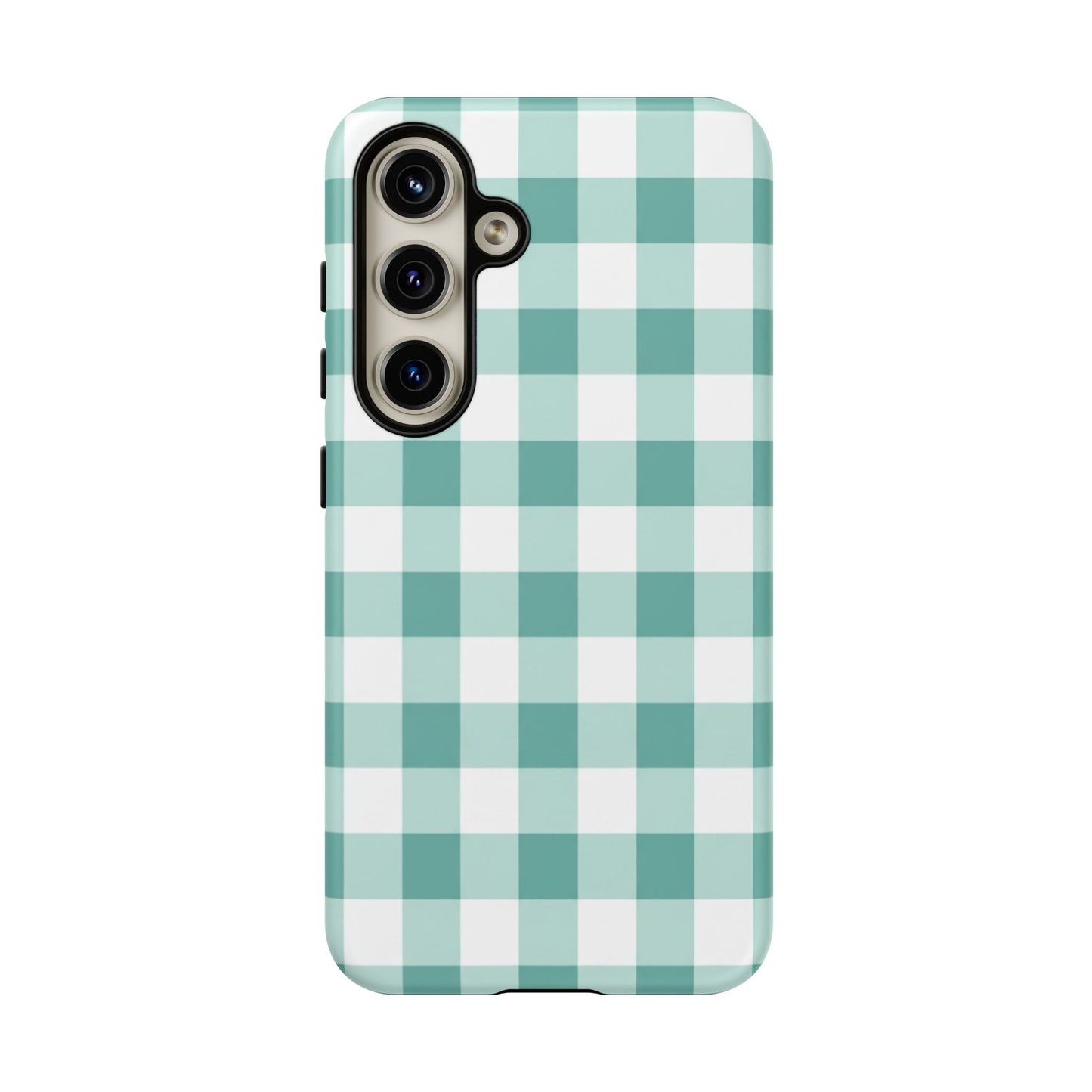 Mint Green Buffalo Check Tough Phone Case — Durable Plaid Protective Cover