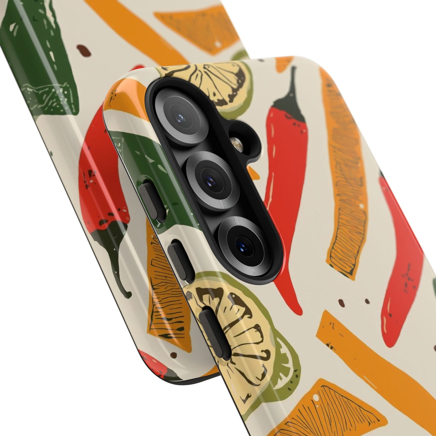 Spicy Peppers Phone Case – Colorful Chili, Lime & Citrus Pattern