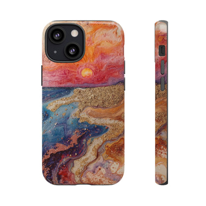 Sunset Coast Phone Case — Colorful Abstract Beach Art Tough Case
