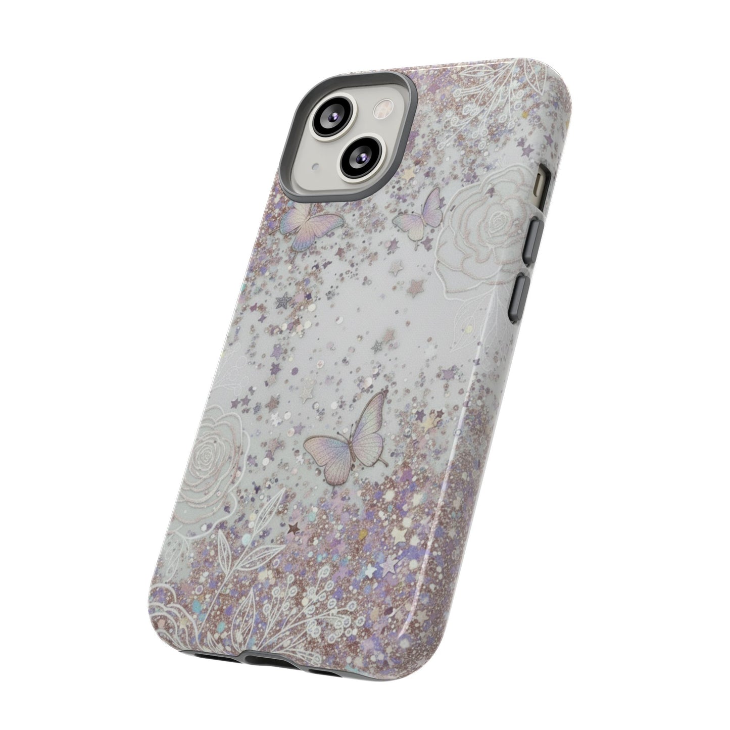 Butterfly Glitter Tough Phone Case — Floral Sparkle Protective Case