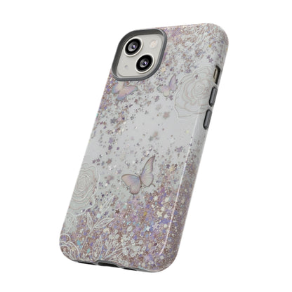Butterfly Glitter Tough Phone Case — Floral Sparkle Protective Case
