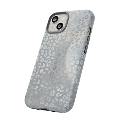 Grey Leopard Print Tough Phone Case — Durable Protective iPhone Cover