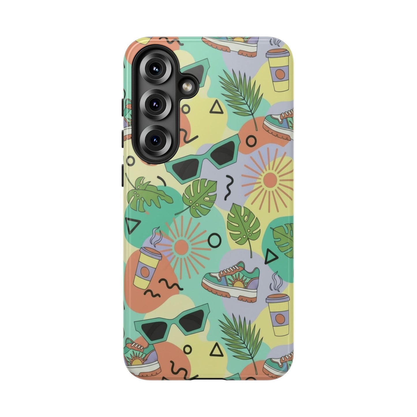 Tropical Summer Phone Case — Retro Sunglasses, Sneakers & Palm Pattern