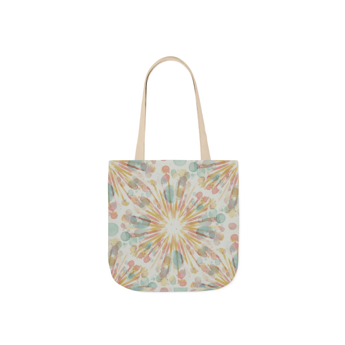 Boho Sunburst Canvas Tote Bag — Pastel Tie-Dye Beach & Market Bag