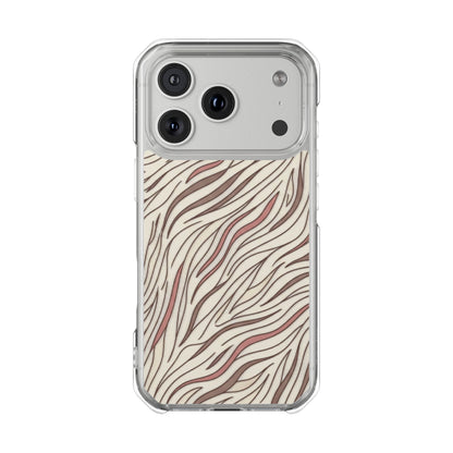 Clear Magnetic Phone Case — Neutral Beige Abstract Zebra Print