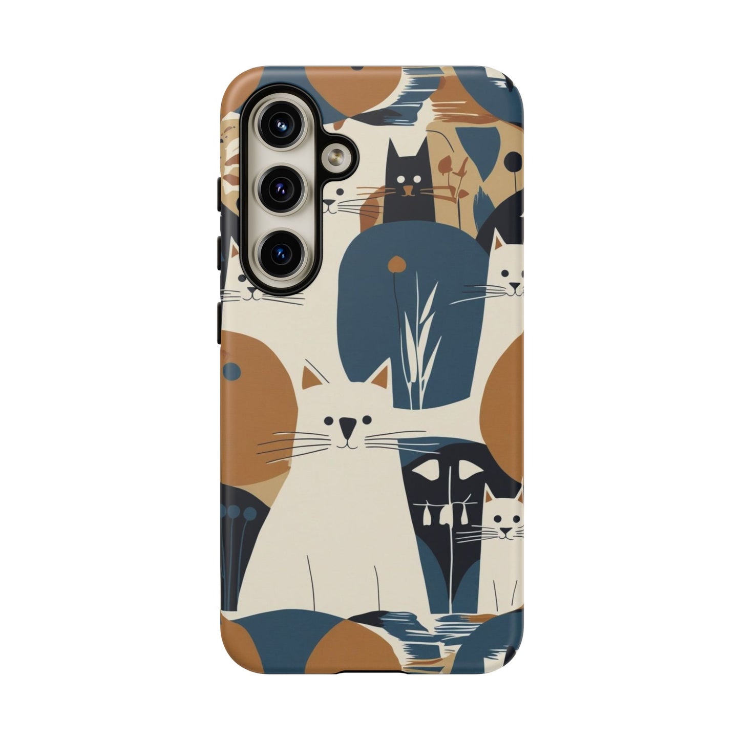 Cat Pattern Phone Case – Retro Abstract Cats Protective iPhone Cover