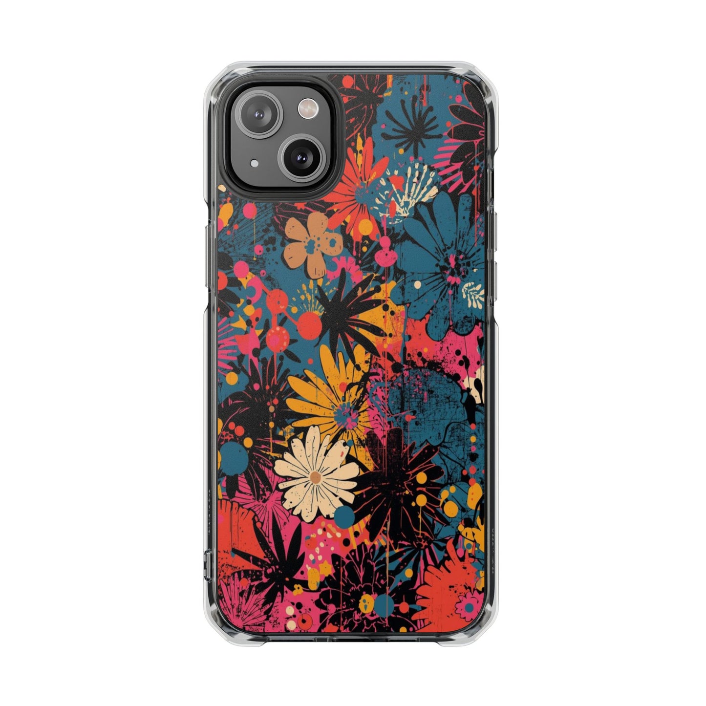 Clear Magnetic Phone Case — Colorful Floral Impact Protection