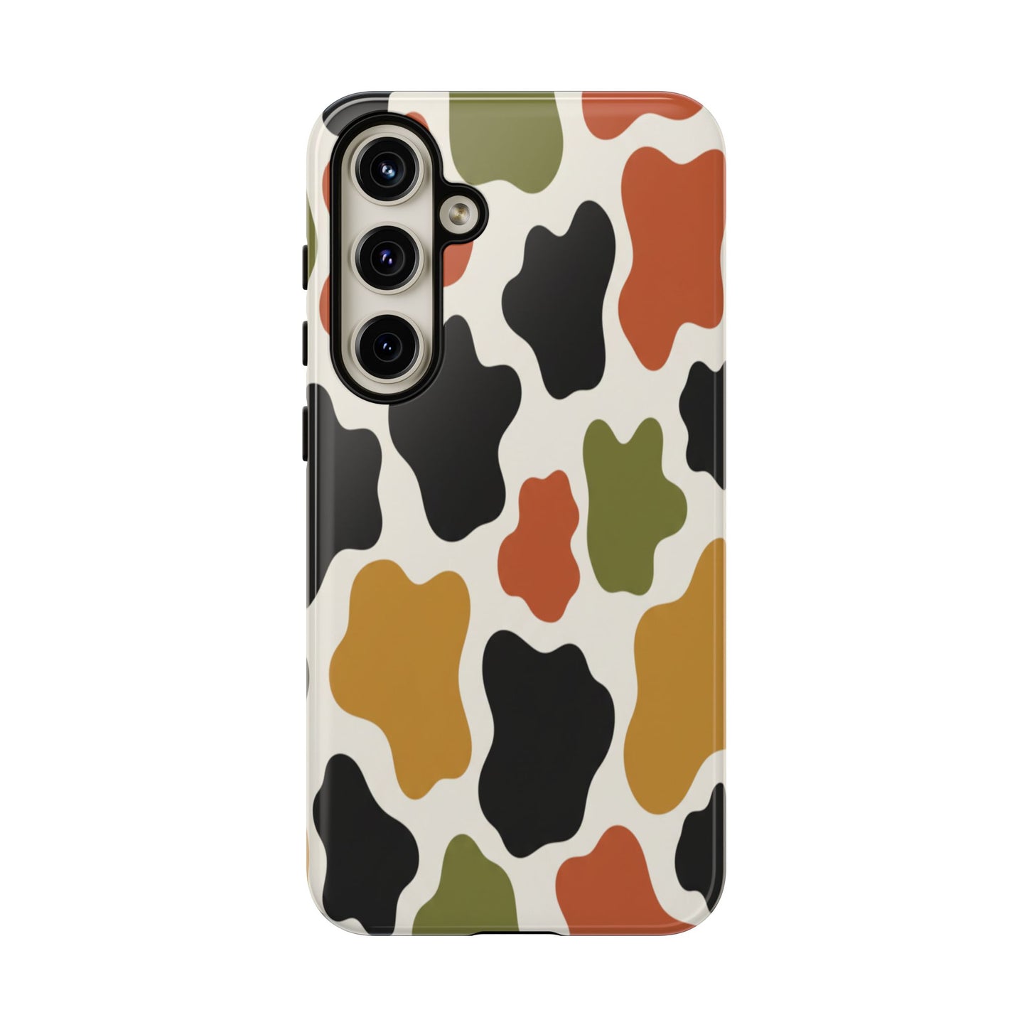 Camouflage Pattern Tough Phone Case – Retro Olive, Rust & Mustard Protective Cover