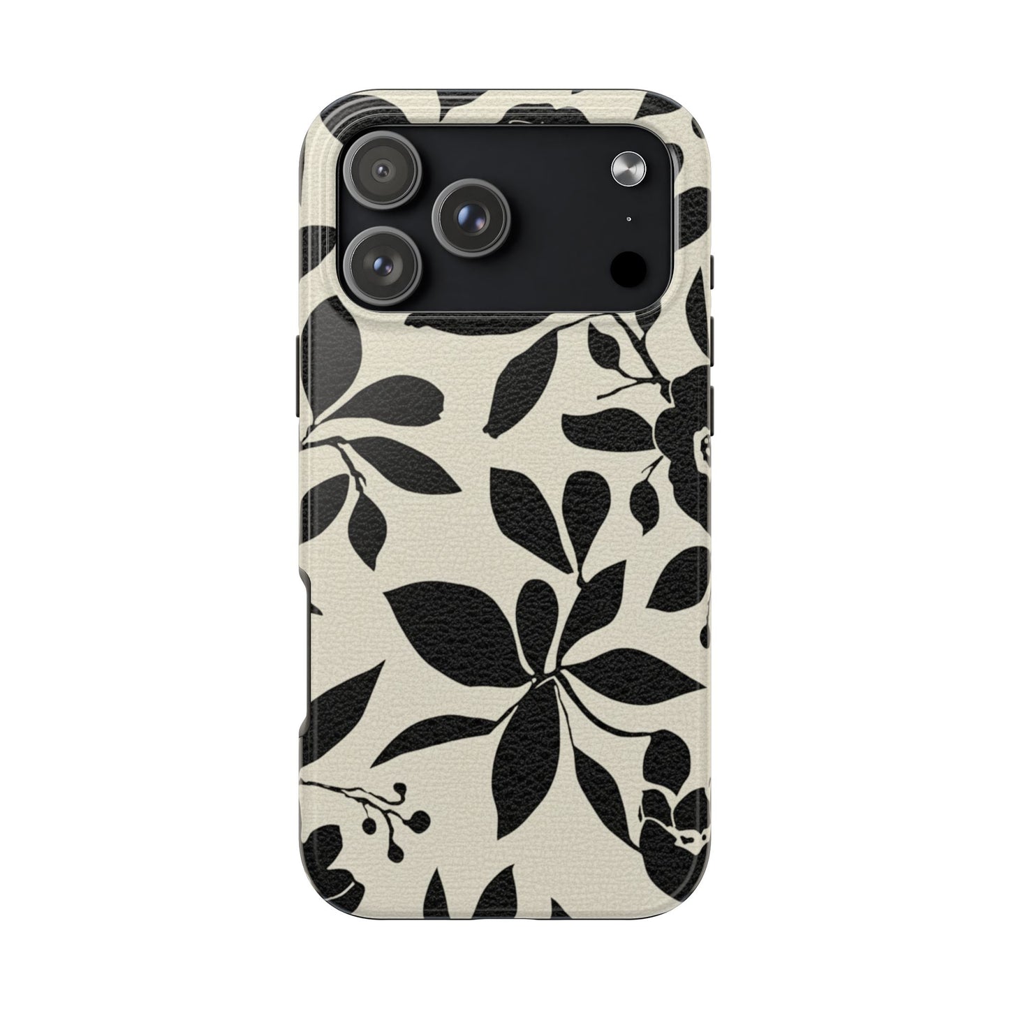 Tough Phone Case — Black Floral Silhouette Protective Cover
