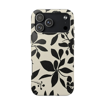 Tough Phone Case — Black Floral Silhouette Protective Cover