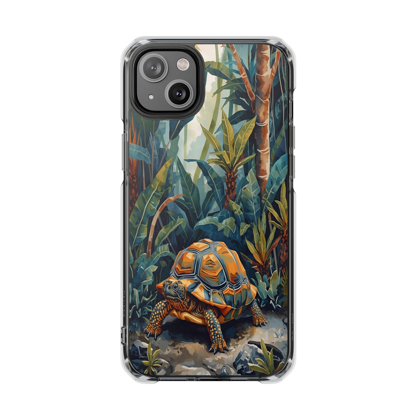 Clear Magnetic Phone Case — Tropical Turtle Art Protective Cover