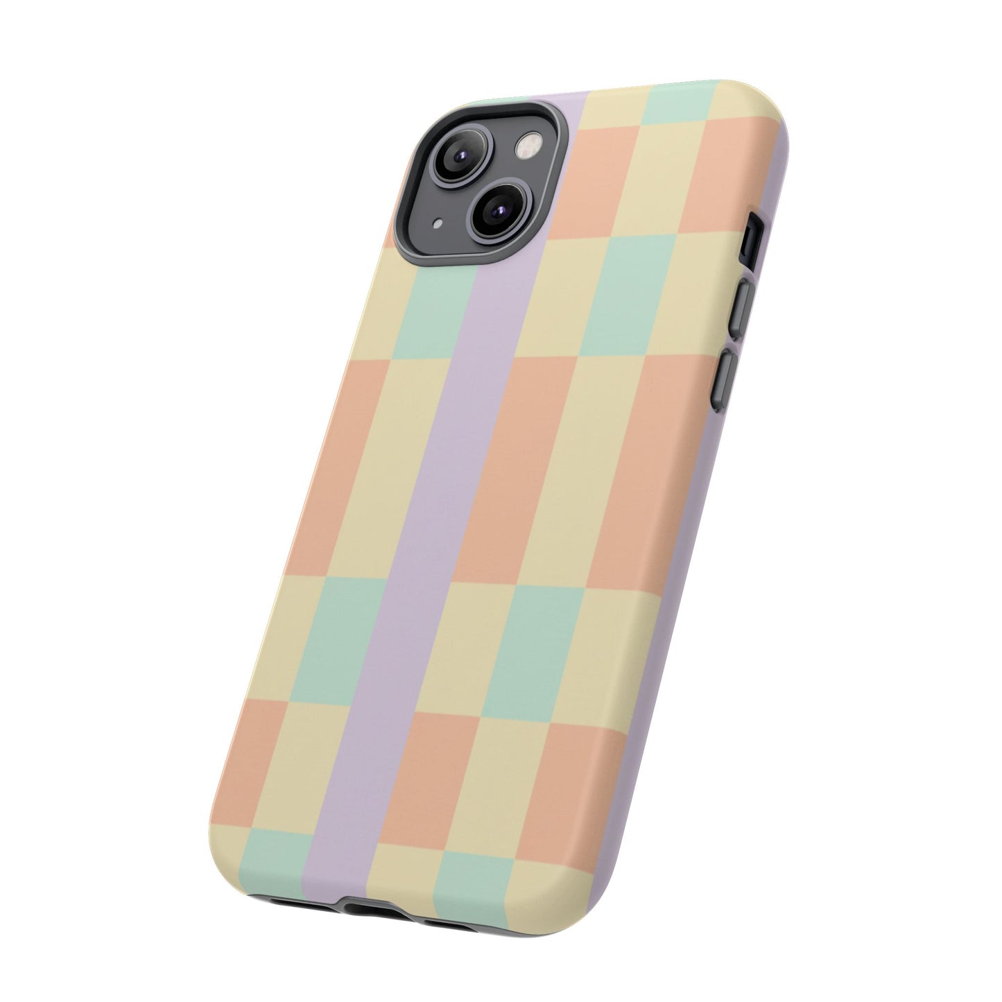 Pastel Checkered Phone Case — Retro Stripe Tough Case