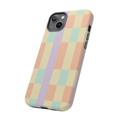 Pastel Checkered Phone Case — Retro Stripe Tough Case