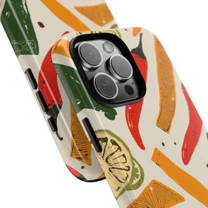 Spicy Peppers Phone Case – Colorful Chili, Lime & Citrus Pattern