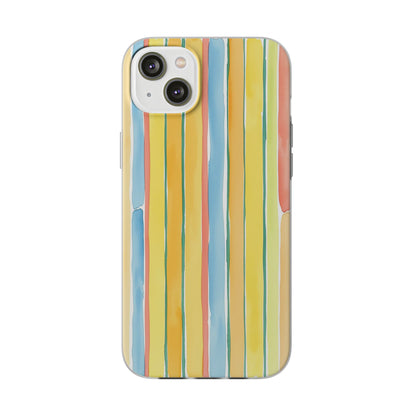 Watercolor Stripe Phone Case — Bright Pastel Vertical Stripes Protective Flexi Case