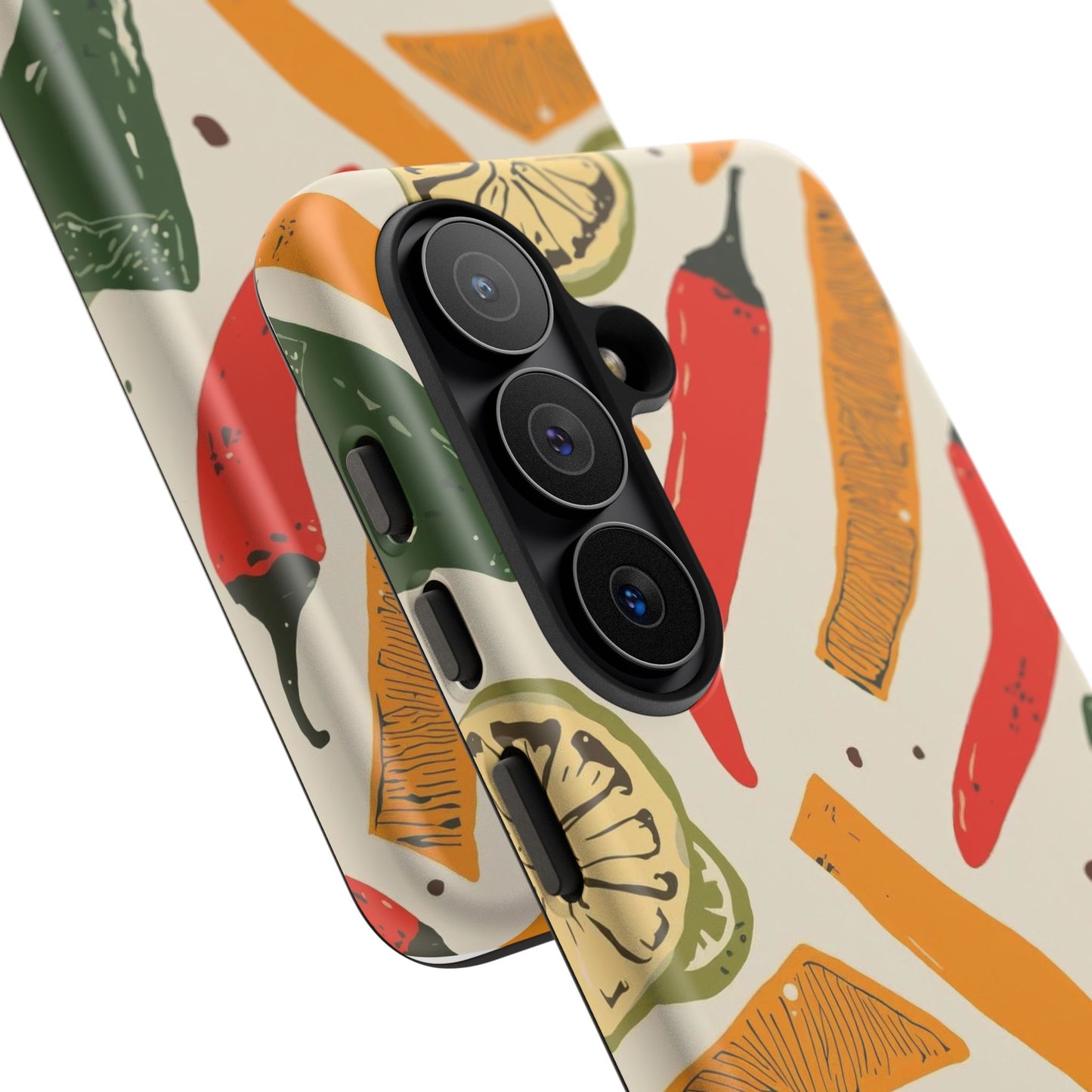 Spicy Peppers Phone Case – Colorful Chili, Lime & Citrus Pattern