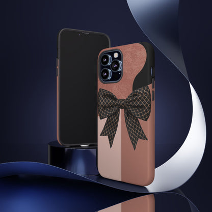 Bow Stripe Tough Phone Case – Pink Mauve Protective Cover