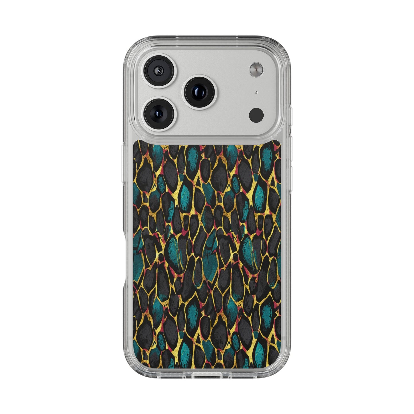 Teal Gold Leopard Clear Phone Case