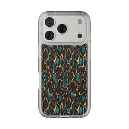 Teal Gold Leopard Clear Phone Case