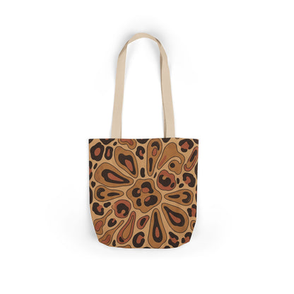 Leopard Mandala Canvas Tote — Brown Retro Animal Print Tote Bag