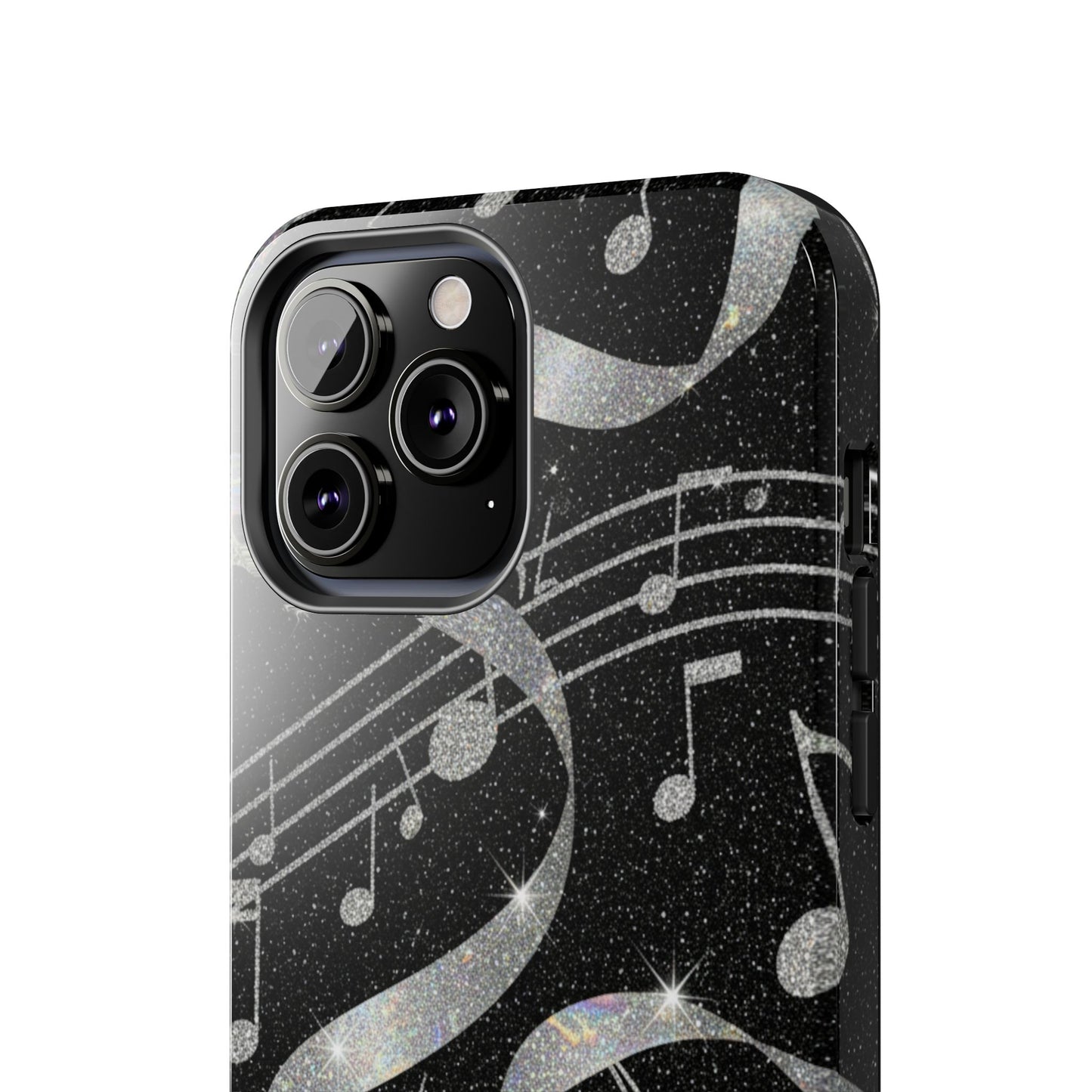 Musical Notes Tough Phone Case – Glitter Black Musician Phone Cover