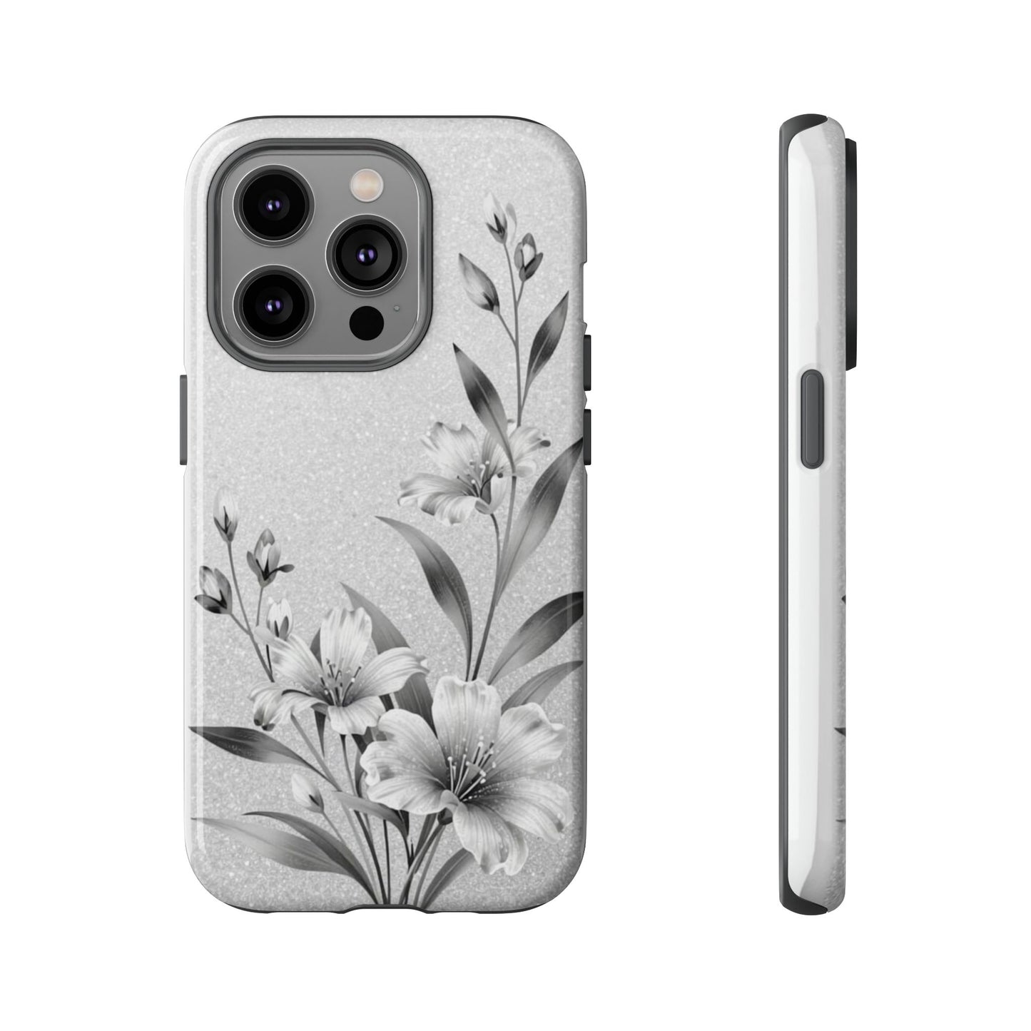 Floral Monochrome Phone Case — Elegant Black & White Lily Design