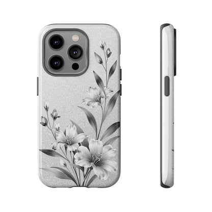 Floral Monochrome Phone Case — Elegant Black & White Lily Design
