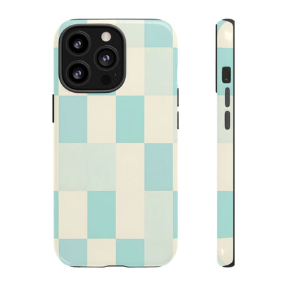 Pastel Checkerboard Tough Case – Mint & Cream Protective Phone Cover