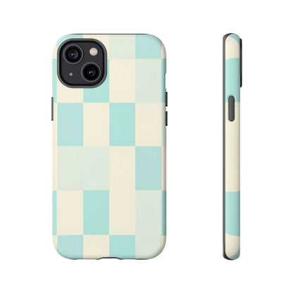 Pastel Checkerboard Tough Case – Mint & Cream Protective Phone Cover