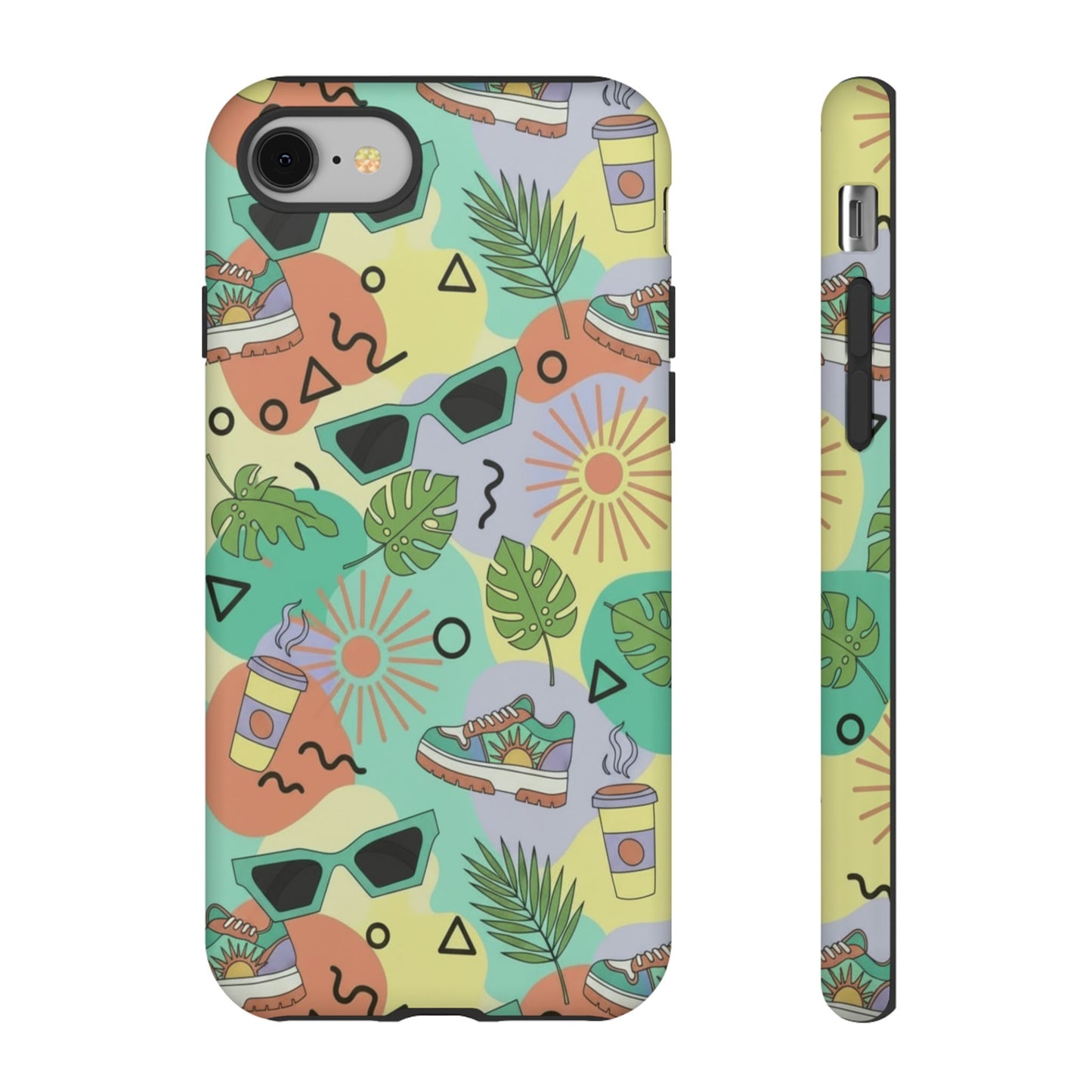 Tropical Summer Phone Case — Retro Sunglasses, Sneakers & Palm Pattern