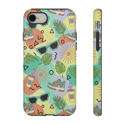 Tropical Summer Phone Case — Retro Sunglasses, Sneakers & Palm Pattern