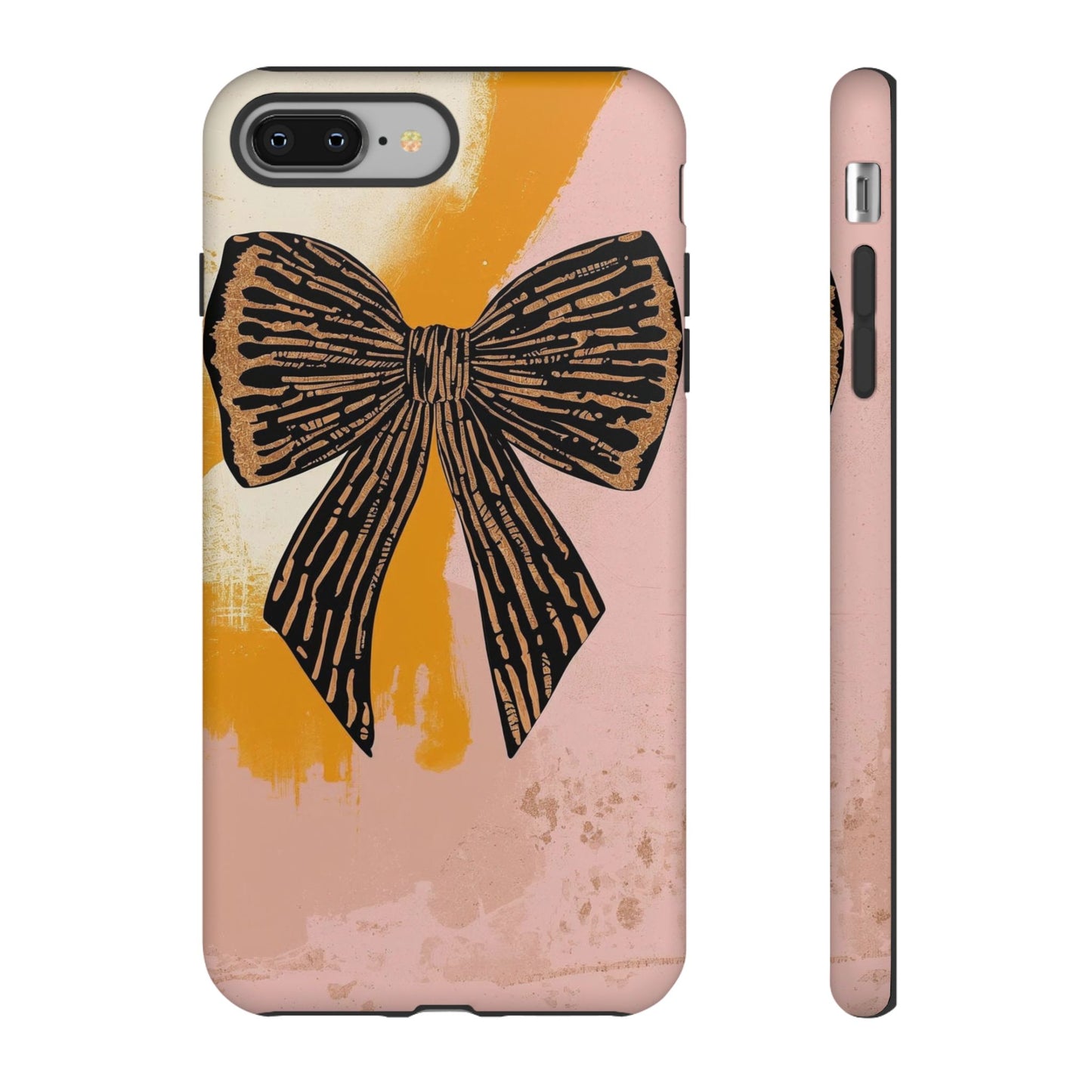 Bow Brushstroke Tough Phone Case — Pink & Mustard