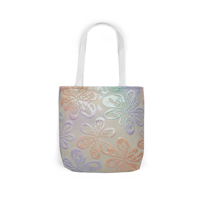 Pastel Floral Canvas Tote Bag — Embossed Hibiscus Beach Tote