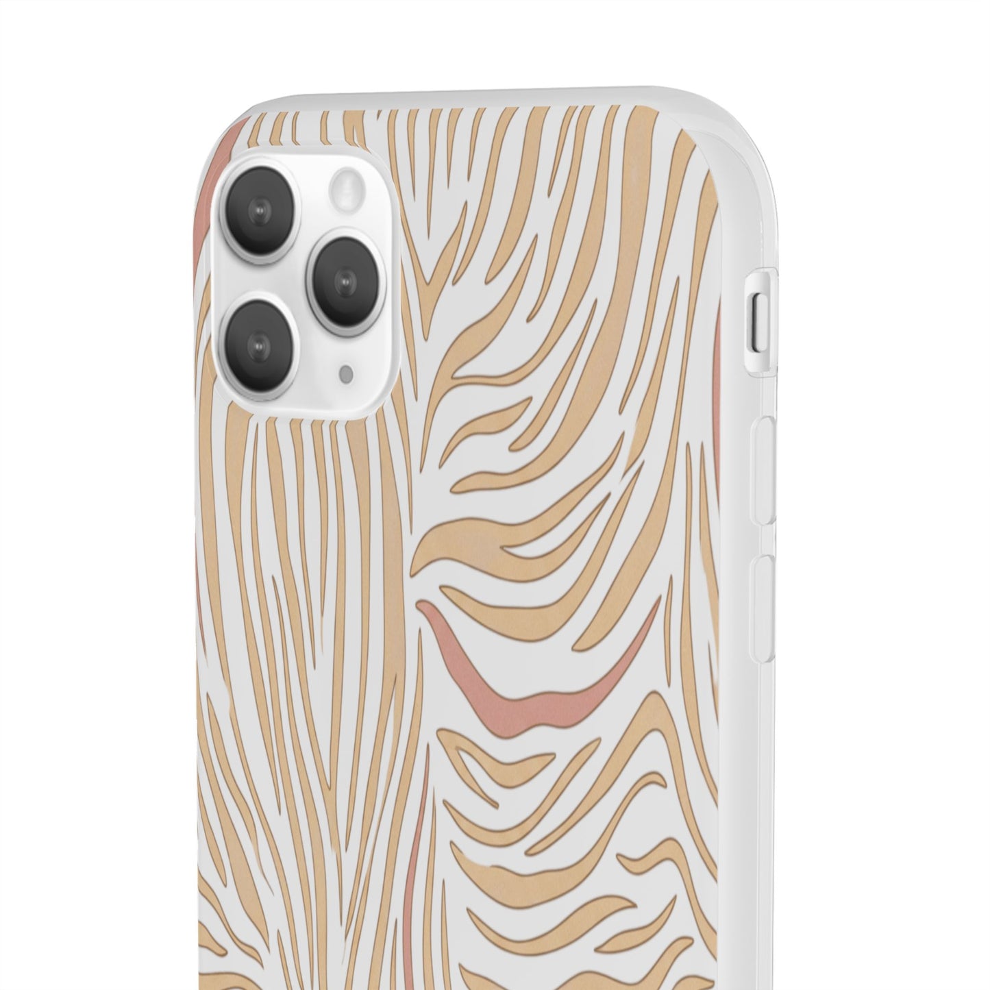 Neutral Zebra Print Flexi Case — Beige & Rose Gold Animal Pattern Phone Cover