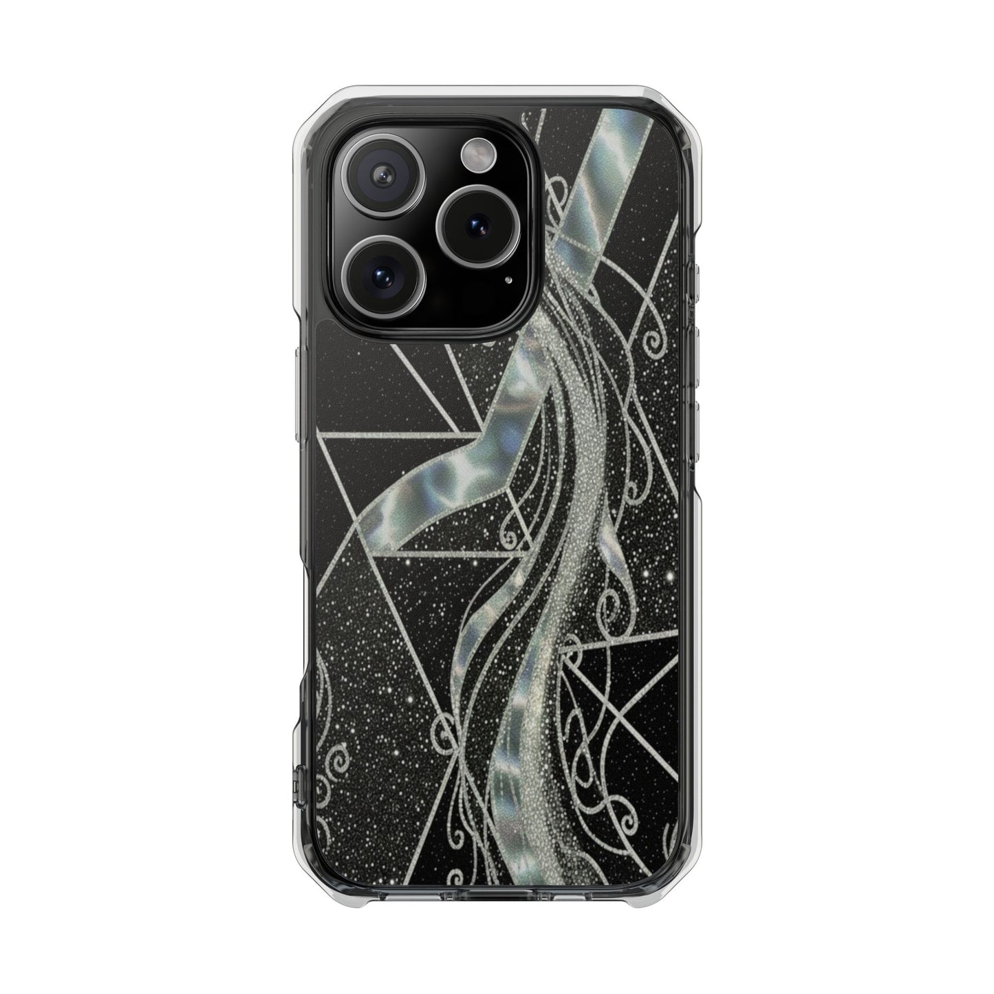 Clear Magnetic Impact Phone Case — Iridescent Geometric Design
