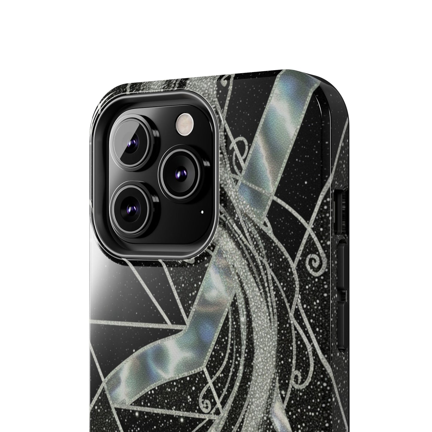 Geometry Tough Phone Case — Iridescent Ribbon on Black Celestial Background