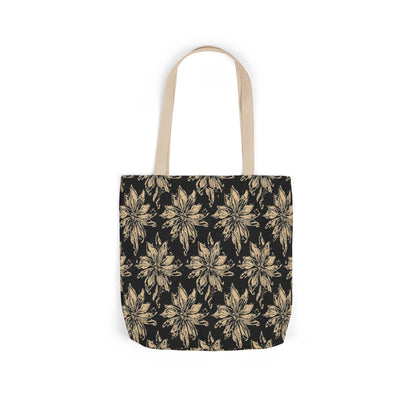 Floral Mandala Canvas Tote — Black & Gold Patterned Shopping Bag