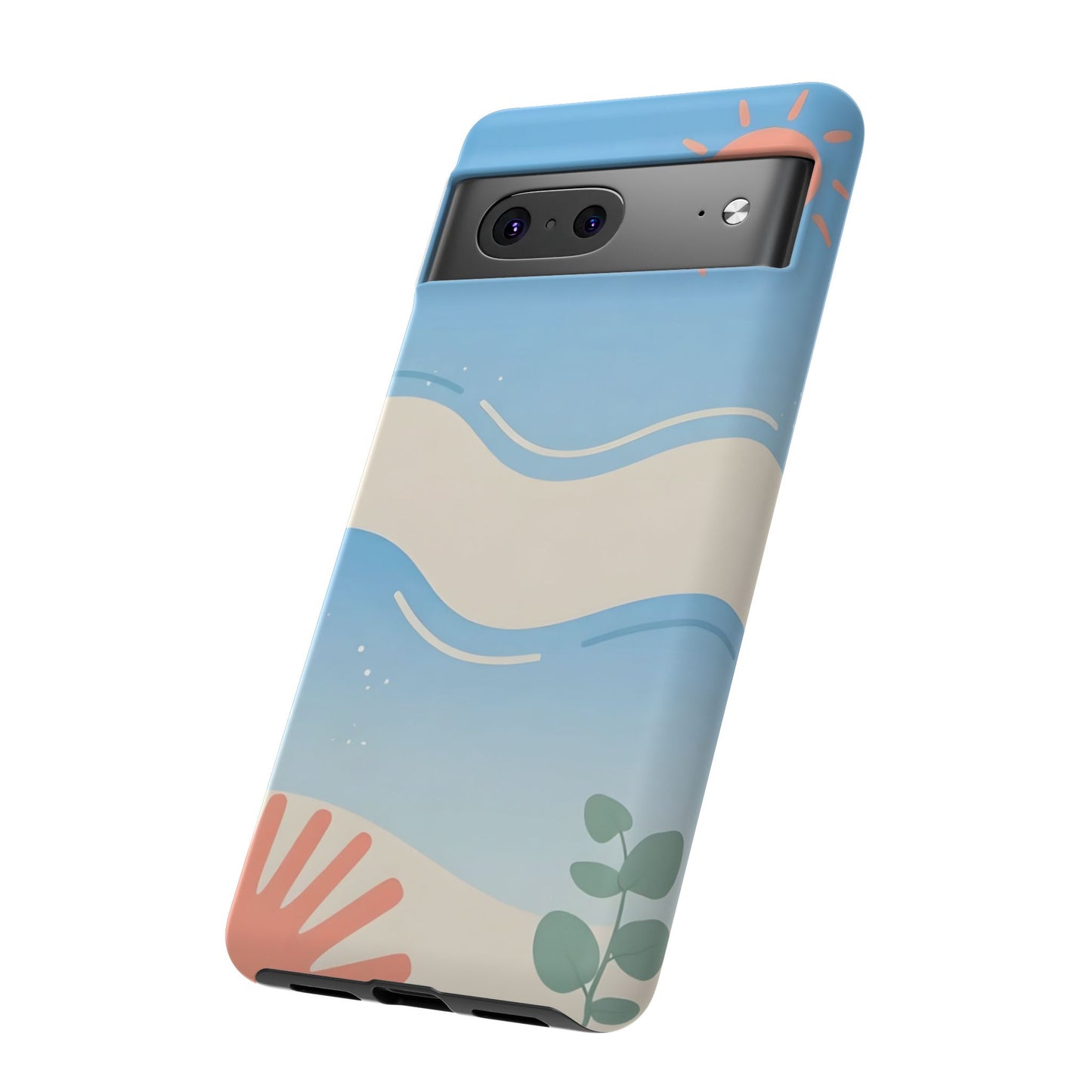 Beach Waves Tough Phone Case — Summer Sun & Seashell Protective Cover