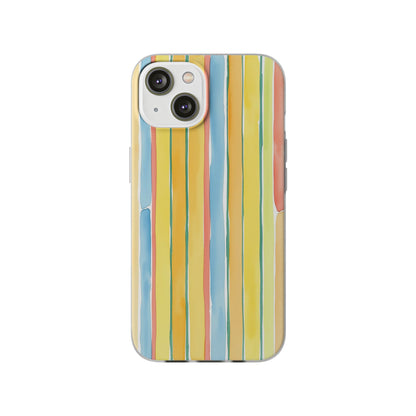 Watercolor Stripe Phone Case — Bright Pastel Vertical Stripes Protective Flexi Case