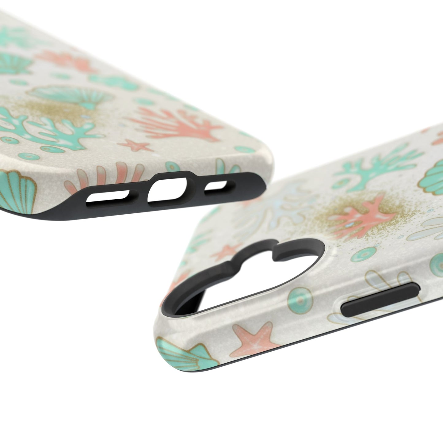 Sea Shells Magnetic Impact Phone Case — Pastel Coral & Teal Beach Design