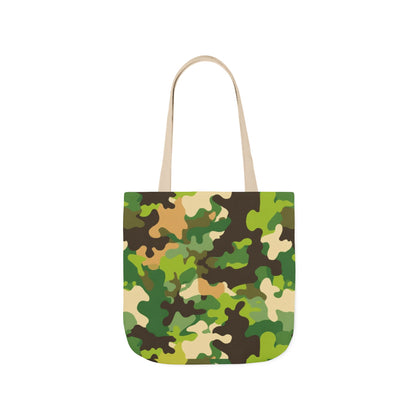 Camo Canvas Tote Bag — Green Military Print Reusable Market Bag